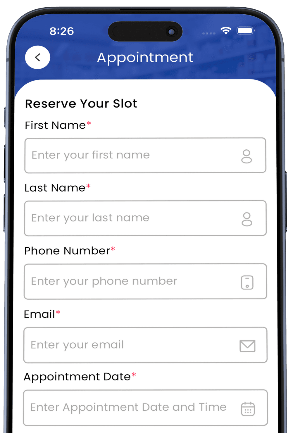 Mobile app screenshot showing history